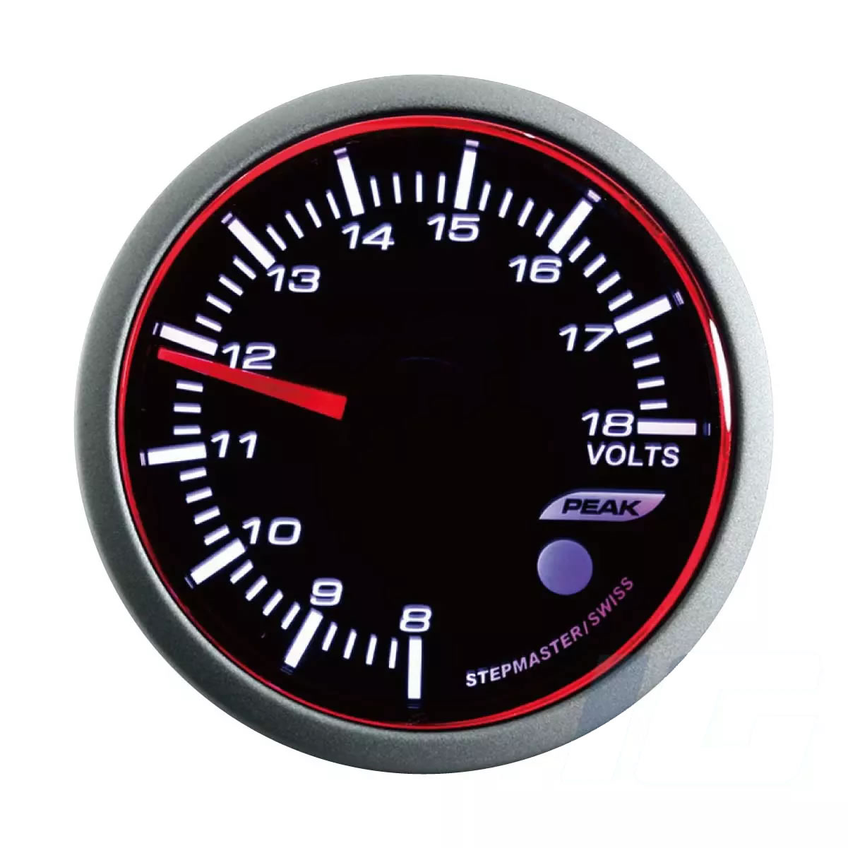 52mm White and Blue and Amber LED Performance Car Gauges - Volt Gauge With Warning and Peak For Your Sport Racing Car